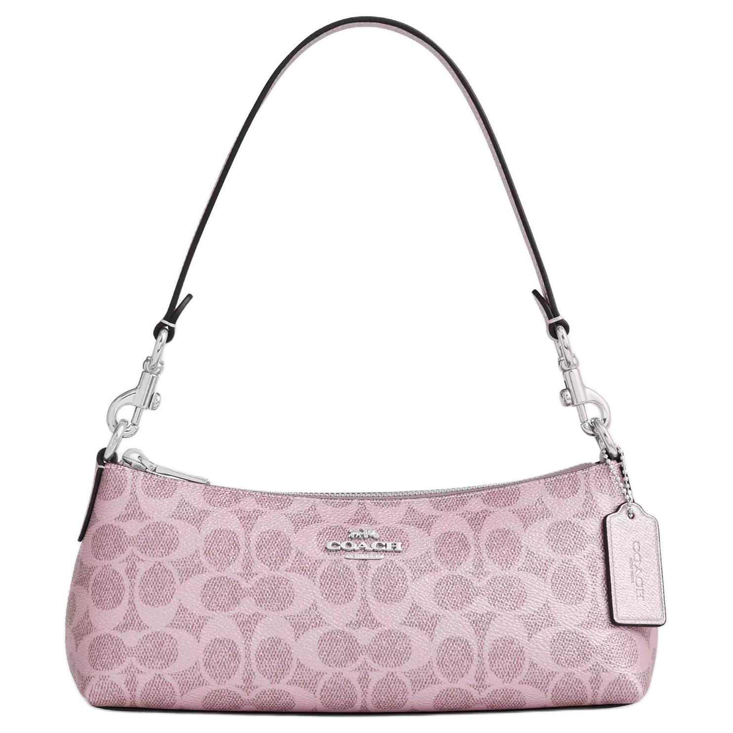 

Coach Charlotte 25 Embossed Signature Coated Canvas Shoulder Bag Medium Women shoulder bag Pink CCL40-SVAKG Gift Box Set (Basic Set+Yellow Box)