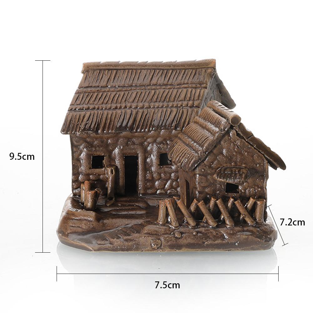 Aquarium Micro Landscaping Ornaments Ceramic House Thatched Hut Bamboo Building Fish Tank Decoration