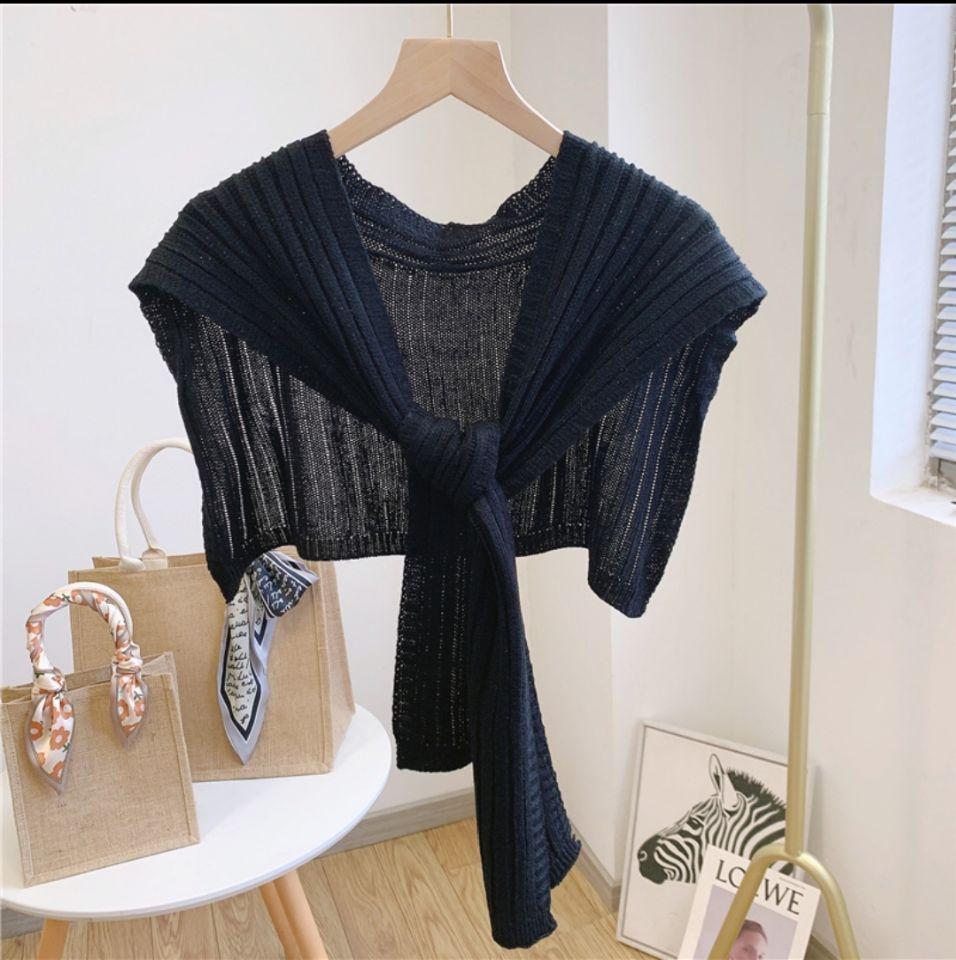 Shawl White Fake Collar Women Detachable Collars Warm Stripe Shoulder Wrap Knit False Collar Scarf Neckline Neckband Faux Col
