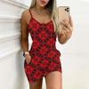 Robe d'été moulante sans manches à imprimé rétro avec poches, sexy, coupe ajustée, élégante, pour fête