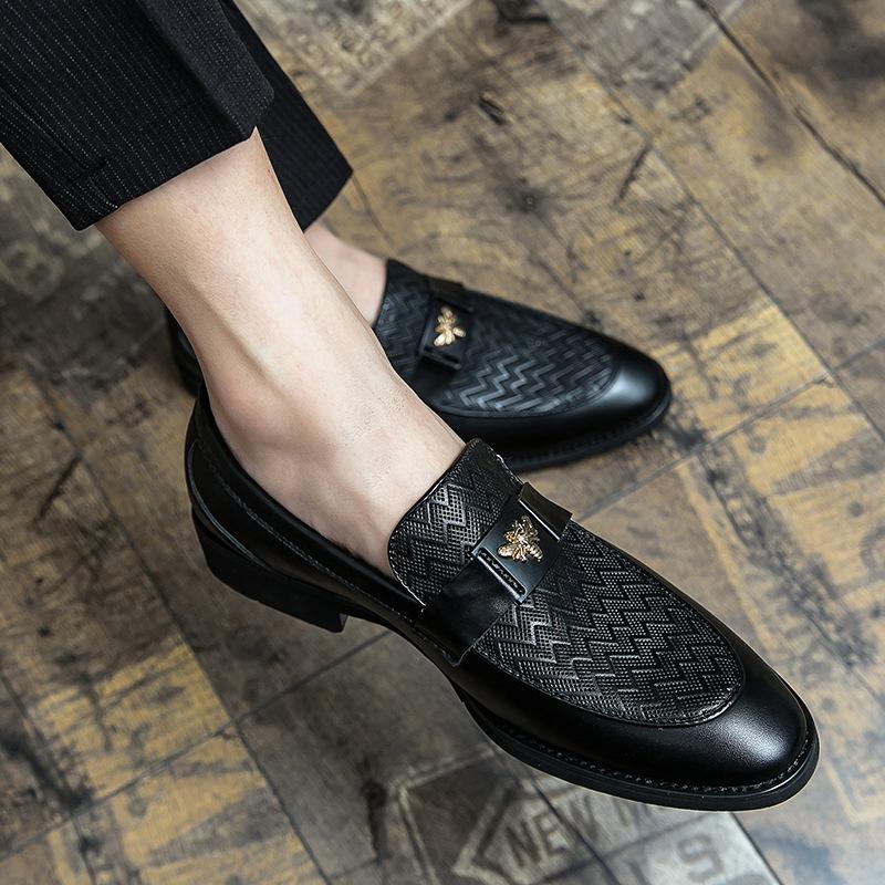 Summer popular hairstylist leather shoes British shoes black business casual shoes inner height increase