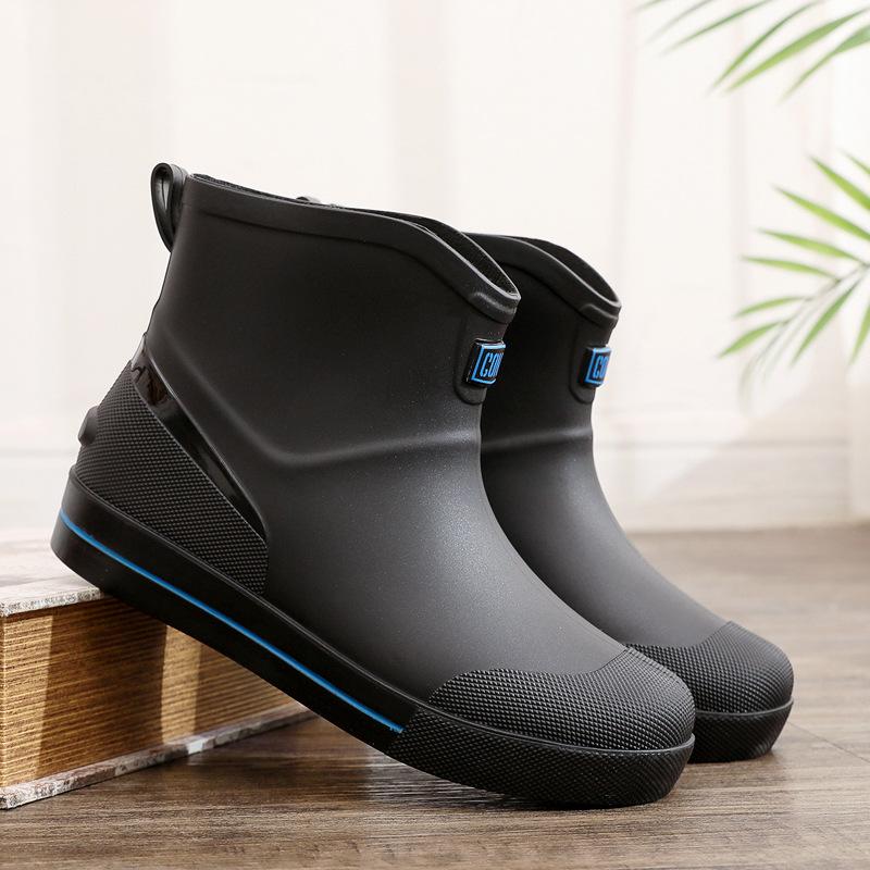 [One piece] Rain shoes men's short and medium non-slip waterproof shoes outdoor water boots warm fishing rain boots rubber shoes