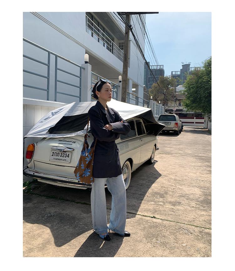 NEWOPEN 2025 Early Spring Korean-Style Women's Double-Breasted Waist-Hugging Blazer C3588
