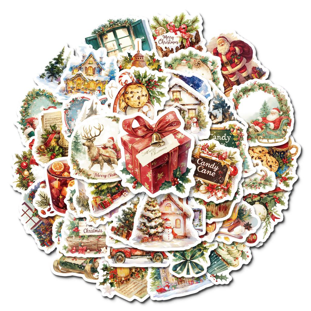 50 Warm Christmas Cartoon Graffiti Stickers Warm Atmosphere Candles Diy Luggage Notebook Stickers