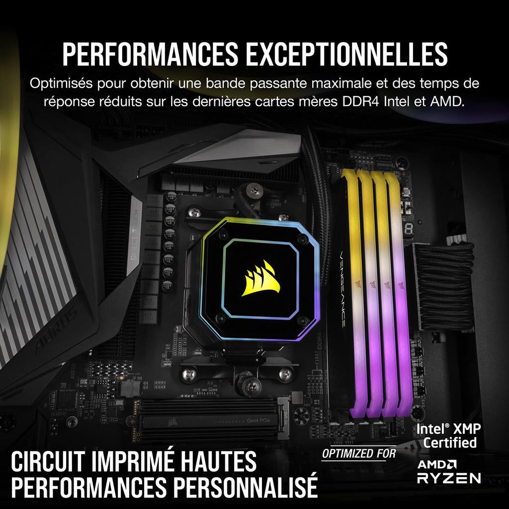 CORSAIR 3200MHz CL16 Desktop-PC-Speicher mit VENGEANCE RGB RS 16GB x CMG16GX4M2E3200C16 DDR4-16GB [2 8GB]