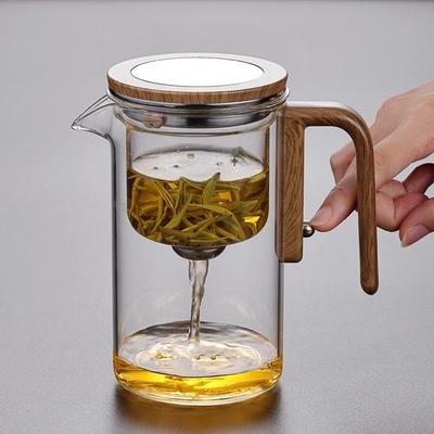 Water Separation Inner Container Glass Teapot Wood Handle One Click Magnetic Switch Tea Separation FiltrationTea Pot Home Teapot