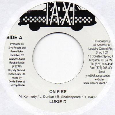 

7inch Record LUKIE D - On Fire NONE Taxi Jamaica Reggae, Ska & Dub Used