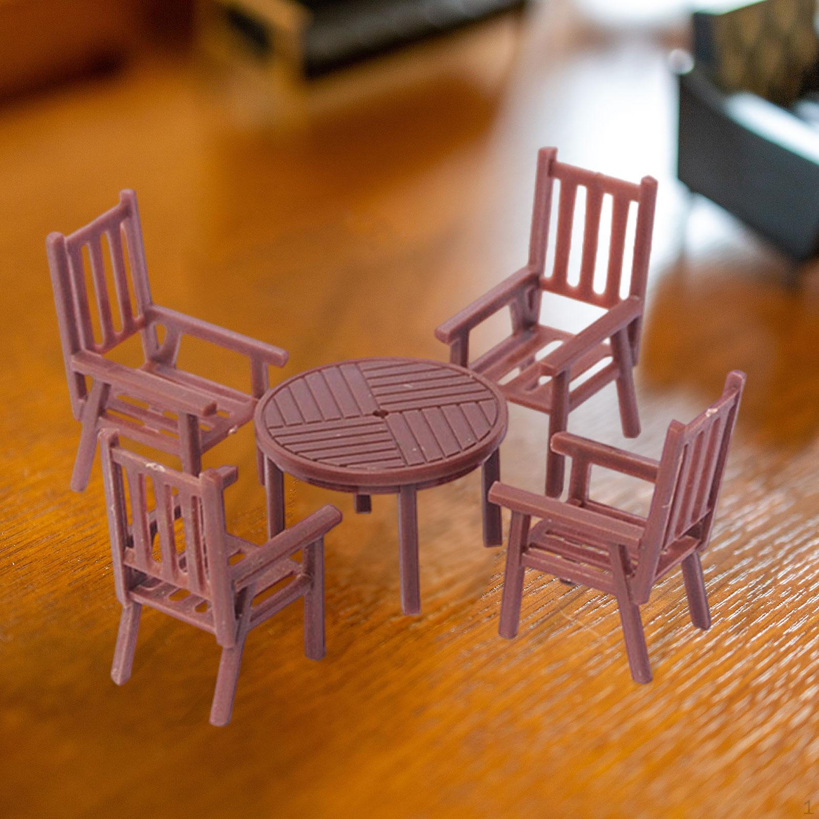 

Мини-стол и набор стульев Макет Модель поезда Железнодорожное здание Железнодорожный пейзаж Ландшафтный дизайн 1 to 75