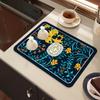 Small Fresh Flower Diatom Mud Drain Mat Household Water Absorption Quick Drying Easy Care Table Mat Restaurant Wear-Resistant And Dirt-Resistant Mat