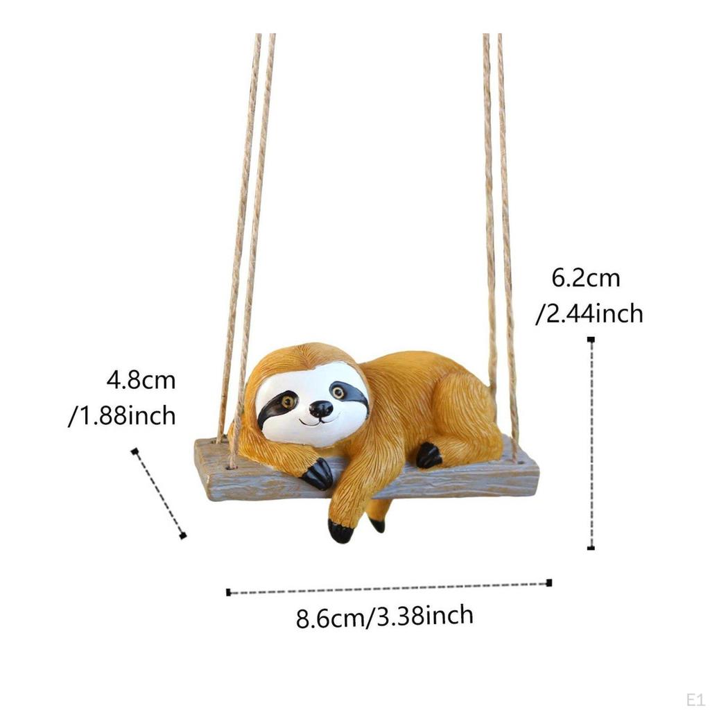 Swinging Sloth Garden Ornament Unique Gift Hanging Figurine Cute Creature Motif for Gardeners,