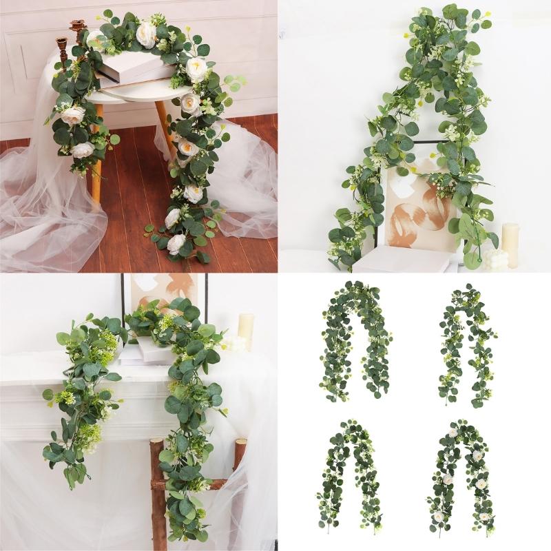 Realistic 180cm Eucalyptuses Vine Display Ornament Feature 60 Blooms Head Ideal For Party And Event Decoration