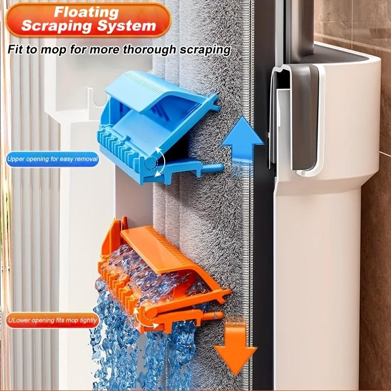Mop and Mop Bucket Combo Set, Microfiber Hand-Free 15.7in Mop and Bucket Set - Wet and Dry Floor Cleaning System - with 4 Washable Reusable Cloths