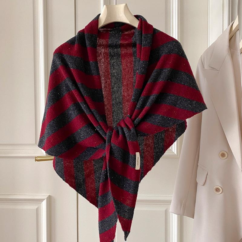 Fashion Women Pure Wool Knitted Solid Color Soft Triangle Scarf Winter Warm Lady Shawl Blanket Bandana Versatile Scarves