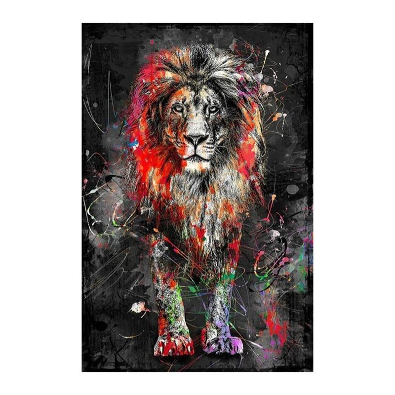 Красочные картины маслом львов, печать на холсте, современные абстрактные постеры с животными и принты для дома, настенные художественные декоративные картины 20x30cm
