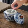 Ashtray Windproof Blue and White Porcelain Retro Ceramic Ashtray Fly Proof Living Room Home Decoration with Cover
