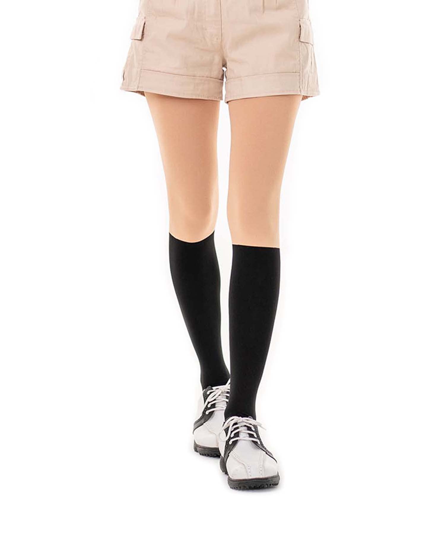 

Хустони защита от УФ лучей Корейские гольф фейк леггинсы для весны и осени черные ниже колена гольф Леггинсы [HUSTONY] носки, двухцветные, (бежевое колено)