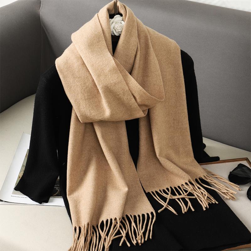 Nytt 62 farger Vinterskjerf for kvinner Langt Varmt Kasjmirskjerf Hijab Ensfarget Dame Sjal Wrap Kvinnelig Pashmina Bandana Hodeskjerf