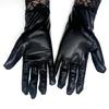 Damen Stretch Kunstleder Spitze Ellbogenlange Handschuhe Vollfingerhandschuhe Opernhandschuhe Partyhandschuhe Brauthandschuhe für Halloween