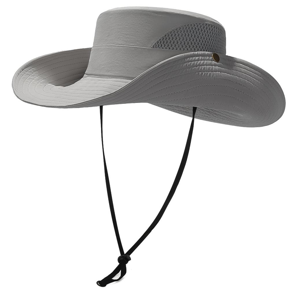 Summer Outdoor Solid Color Fisherman Hat Fishing Large Brim Sunshade Quick-Dry Hat Foldable Mountaineering Hiking Sun Protection