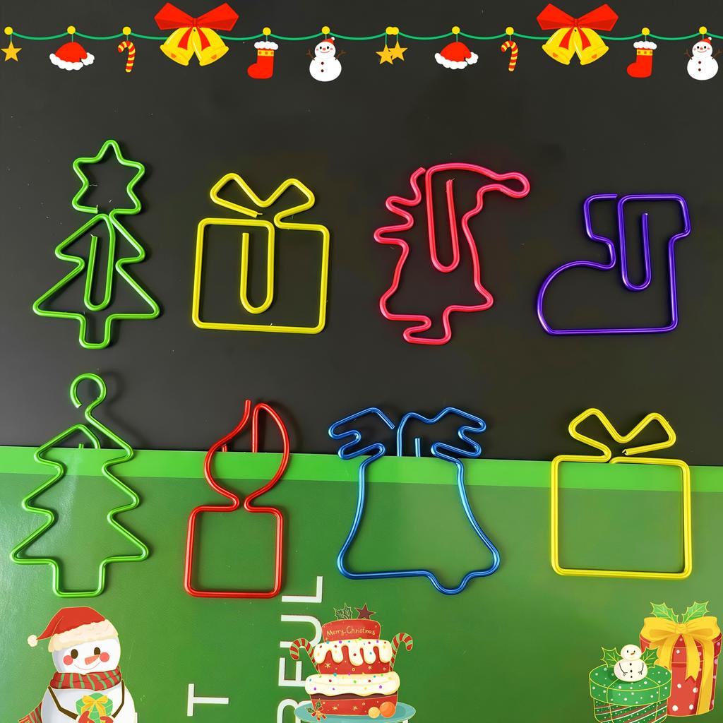 50/100pcs Christmas Colorful Paper Clips, ShapesPaperclips Bookmarks Planner Clips for Office Supplies Gifts Wedding Decoration