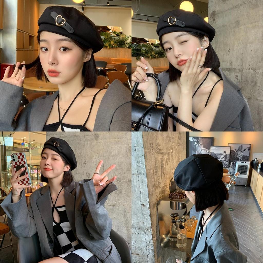 Womens Vintage Summer Face Slimming Artist Beret Lightweight Designer Black