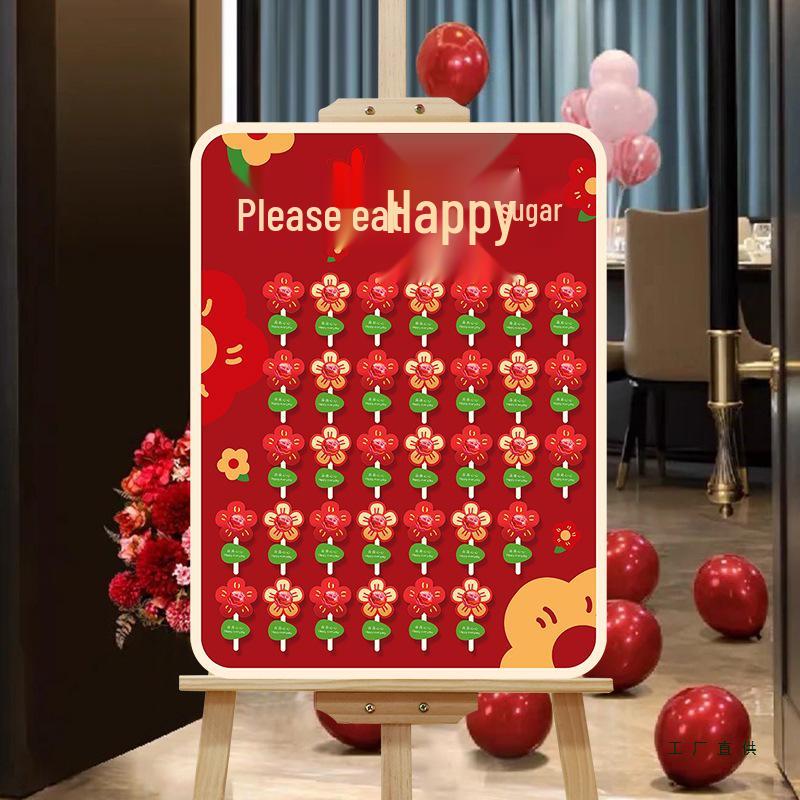 Creative Wedding Engagement Candy Lollipop Welcome Sign and KT Board Backdrop Decoration