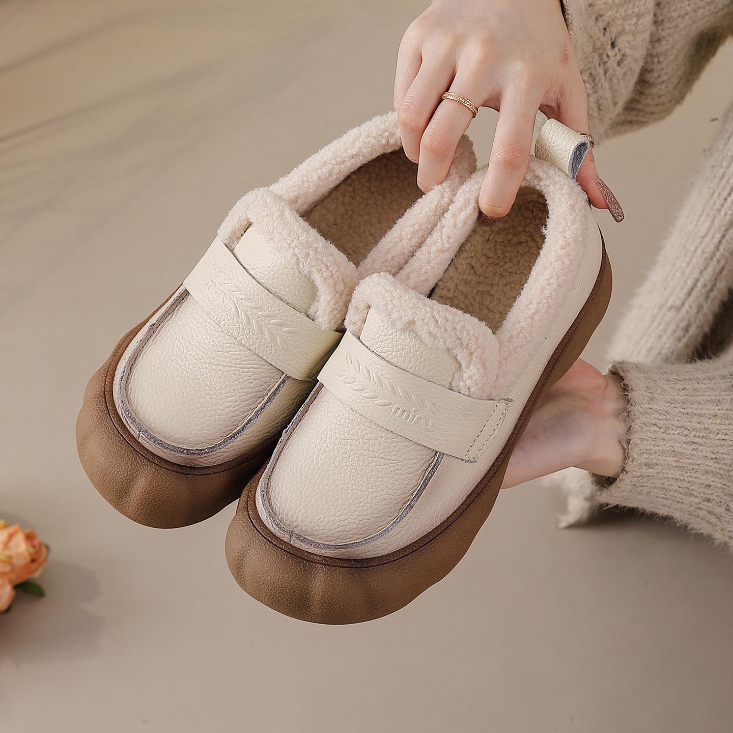 

Женские зимние теплые нескользящие ботинки из коровьей кожи большого размера с мягкой подошвой, ботильоны на щиколотке с подкладкой из шерсти, водонепроницаемые спортивные хлопковые ботинки для улицы 41