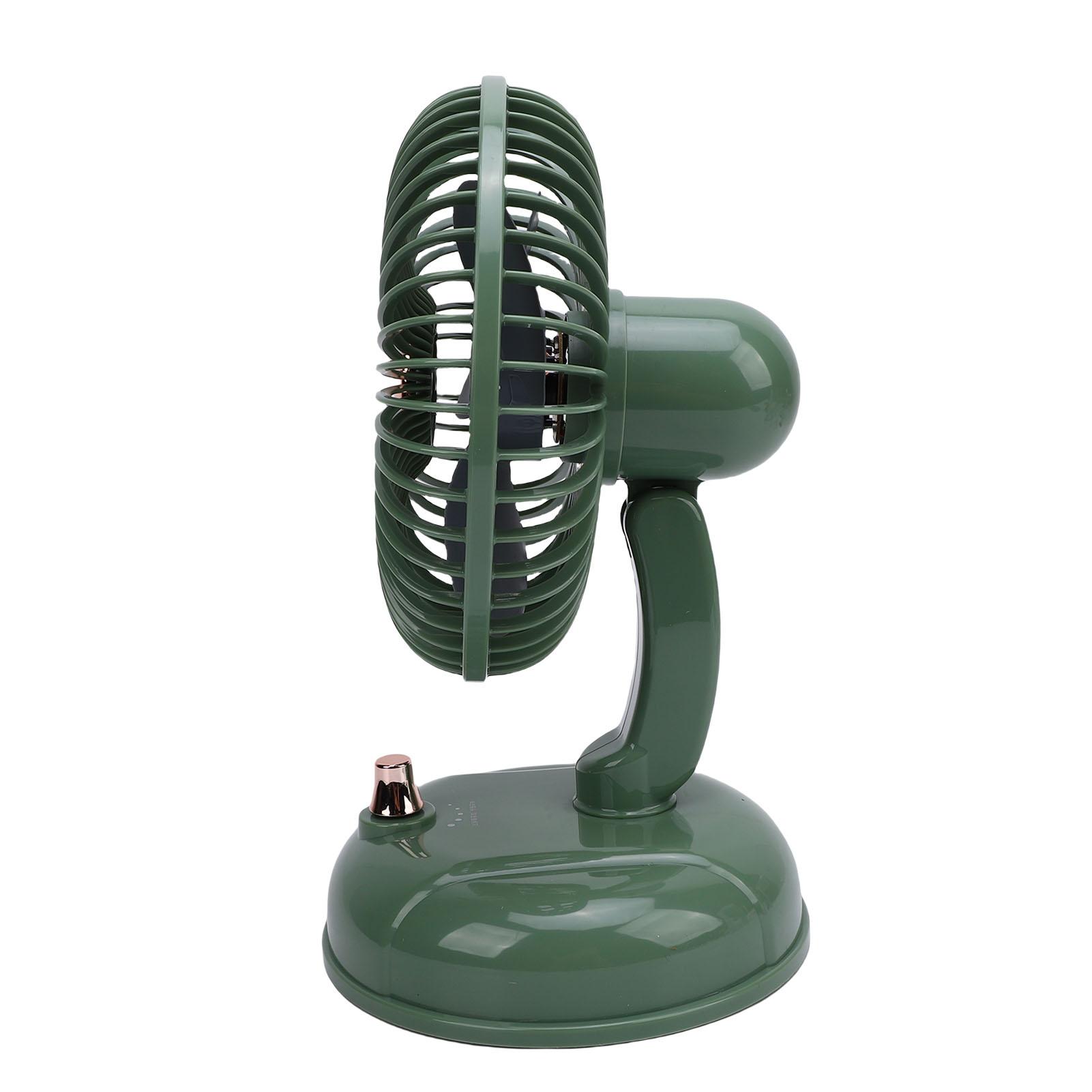 Desktop Oscillating Fan Quiet Rechargeable Retro Fan for Home Dorms Camping Trips