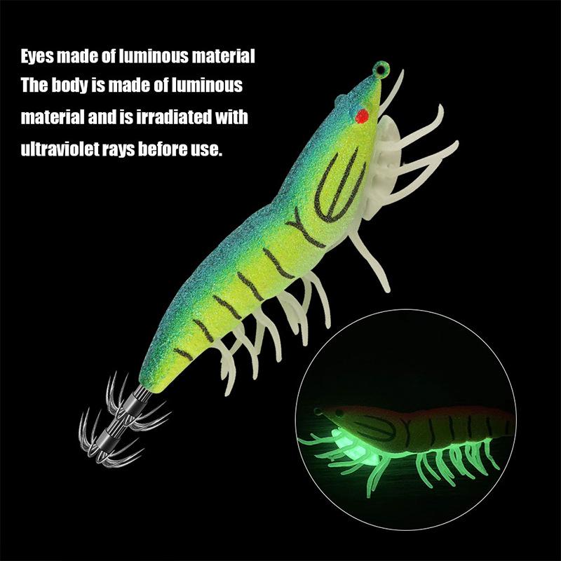 Verstärkter Black King Kong Schirmhaken Leuchtender Tintenfischköder, Simulation Holzgarnele, Langsam sinkend, 8g, 12g, 19.5g für Meeresangeln.