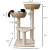 Cat Tree Tower with Rattan Basket and Sisal Climbing Frame