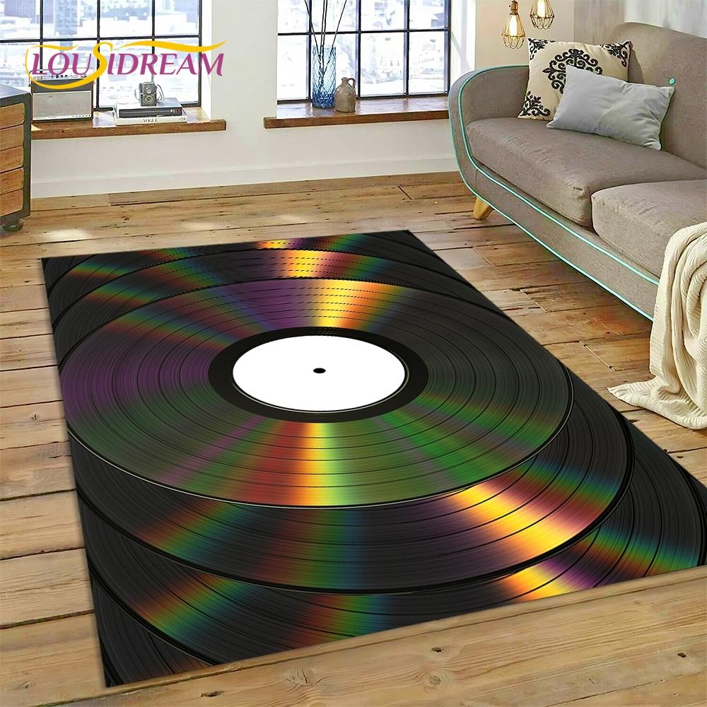 Vinyl Record Music DJ Screen Tape Rug Carpet for Living Room Bedroom Home Decor,Floor Mat Non-slip Decoration for Sofa Doormat