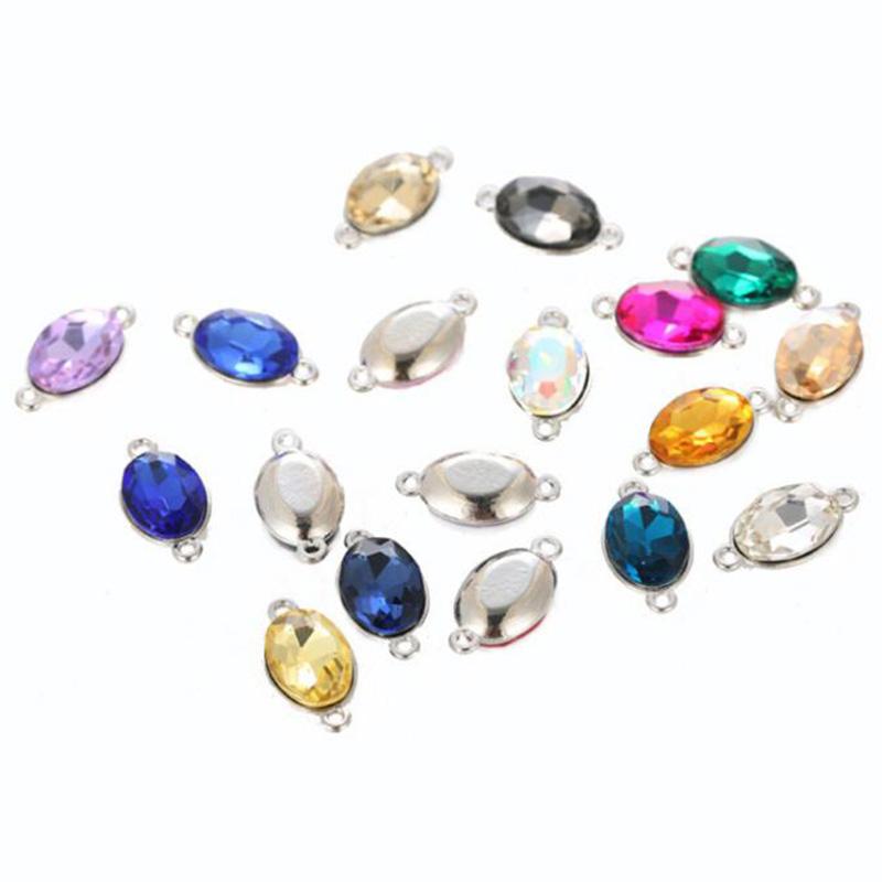 10pcs Crystal Glass Oval Shape Charms Connectors for Jewelry Earrings Bracelet Necklace Pendant Making Findings DIY Accessories