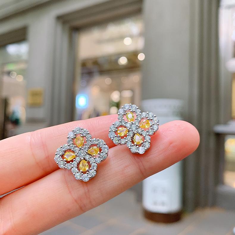 Ins Temperament Jewelry Set Simulated Yellow Necklace Colorful Treasure Bracelet Pink Earring