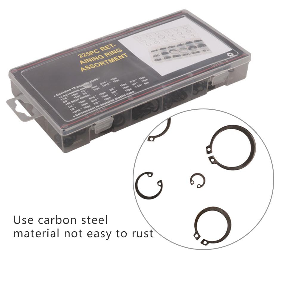 225pcsC Type Retaining Circlip Opening Retaining Classification Set Anti\-Rust Buckle Fixing Clamp