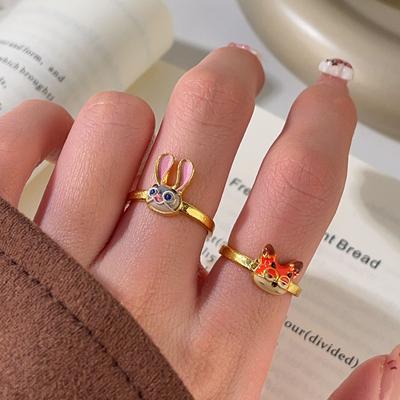 Fox and Rabbit Open Rings for Women Men Sweet and Romantic Couple Ring Gift for Daily Wear