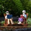 Halloween Ornaments Skeleton Figurines Punk Creepy Dark Halloween Skull for Horror Theme Parties