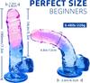 Blue Purple Gradient Dildo Transparent Silicone Simulation Dildo Strong Suction Cups for Two-handed Play Elastic Soft Dildo Female Sex Toys