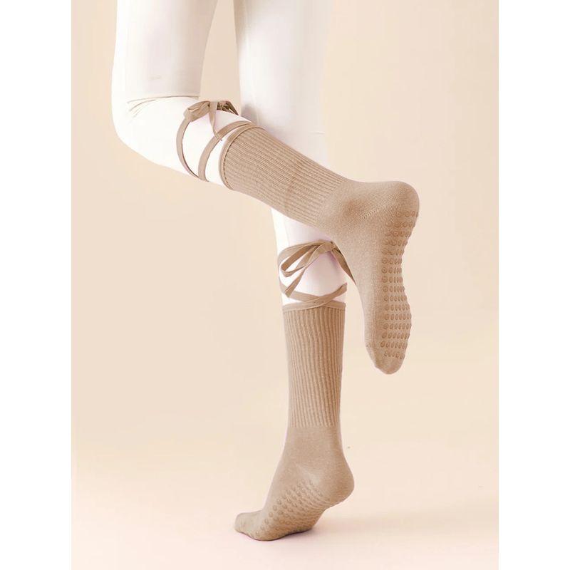 

Yoga Socks 2025 New Arrival Suction Non Slip Color Bandage Silicone Indoor Sports Fitness Socks Professional Pilates Foot Sock Khaki yoga socks