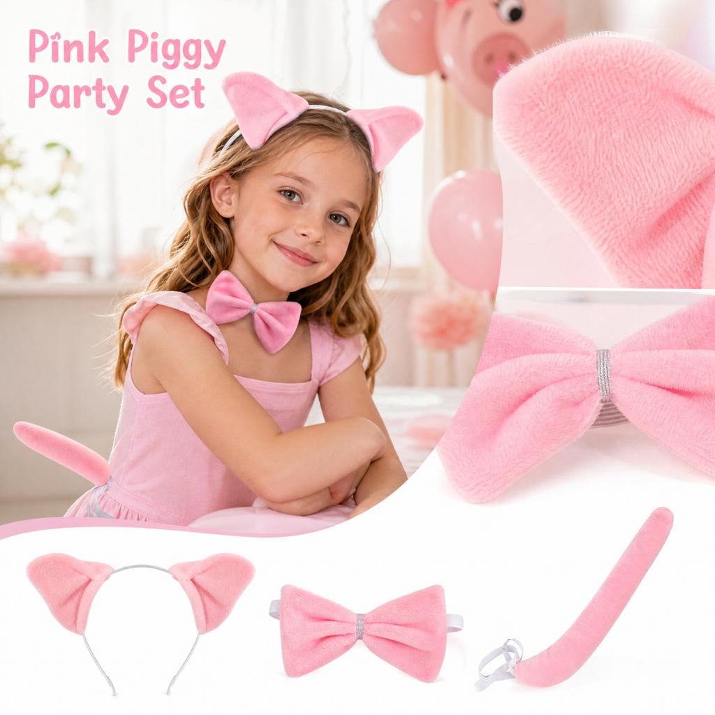 Ears Headband Tie Tail 3-Piece Party Costume Accessories Set