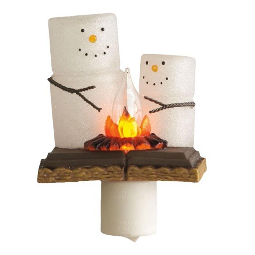 Xmas Night Light Flickering Campfire Effect Resin Plug In Night Lamp Holiday Decoration