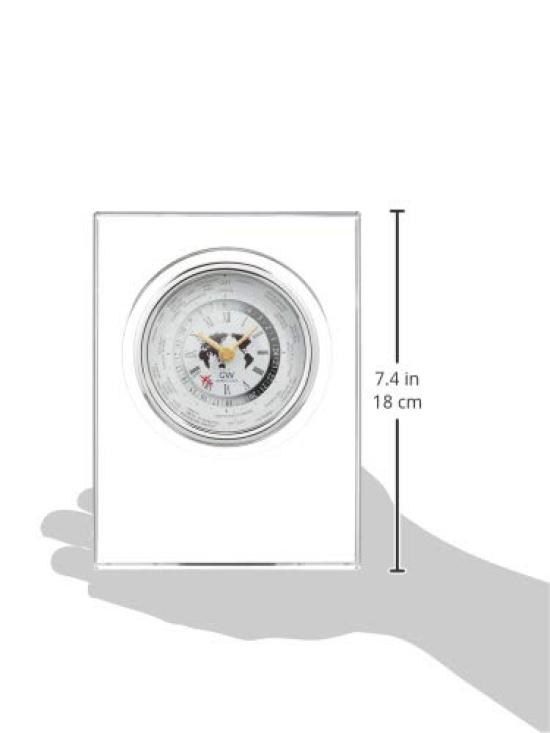 NARUMI Glassworks Monolith Clear 18cm World Clock Clock, Tall, GW1000-11064