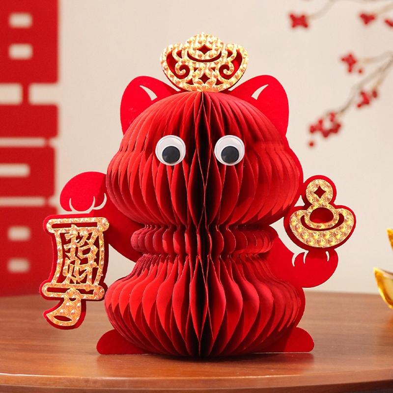 Horse Shape Ornaments For  Chinese New Year Desktop Parper Honeycomb Balls Festival Party Gifts Room Decoration