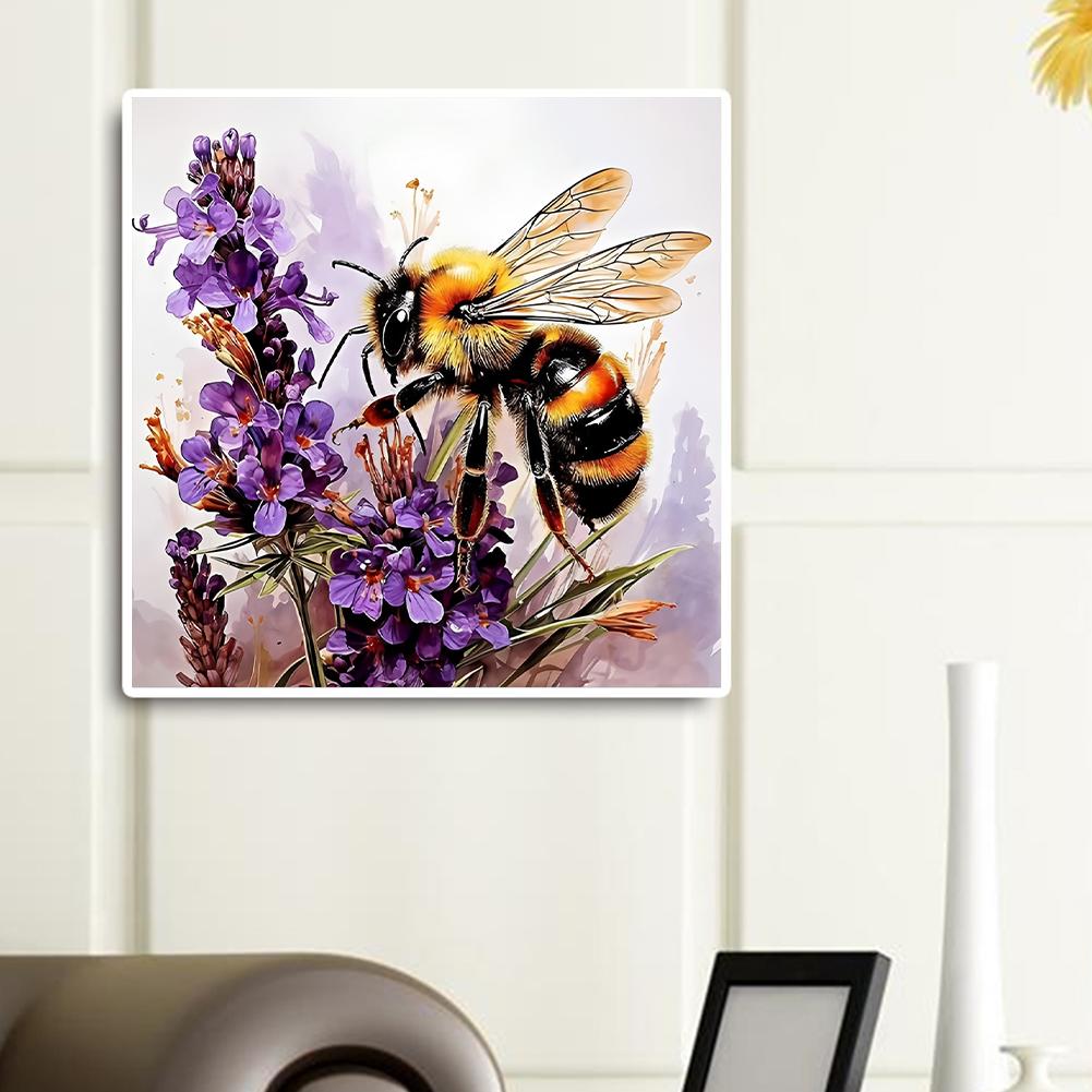 40x40cm Bee Flower 5D DIY Full Drill Round Diamond Painting Kit for Home Decor