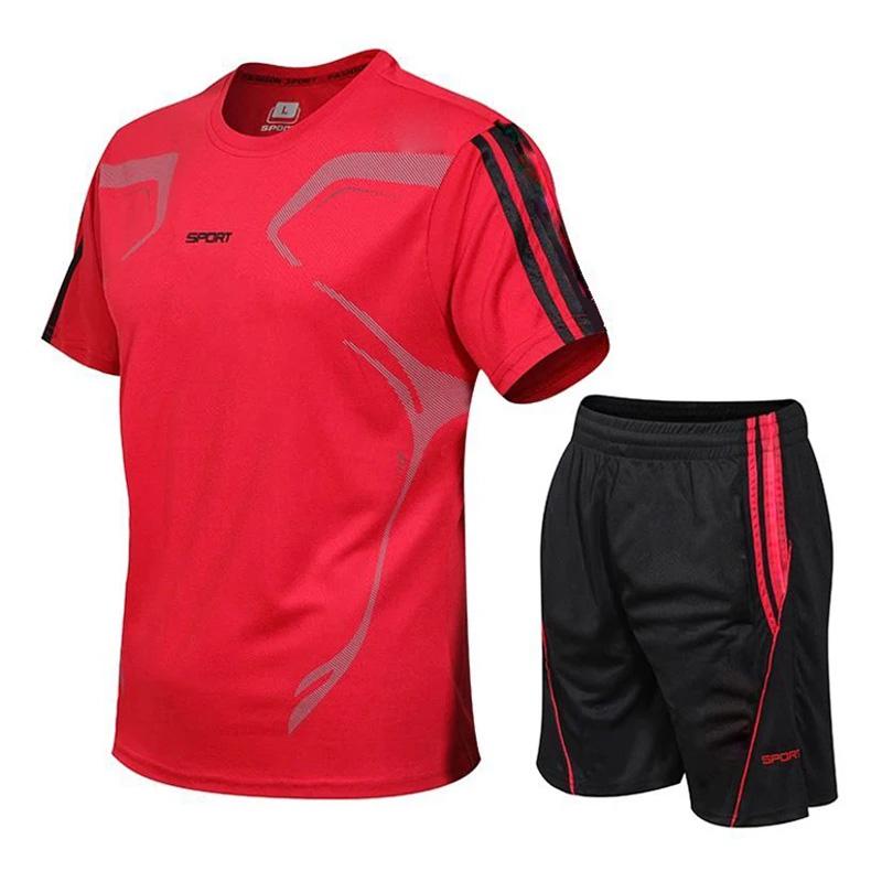 2026 Men's Quick-Drying Short-Sleeved Shorts Suit Sportswear Men's Leisure Sports Running Fitness T-Shirt Shorts Set Men