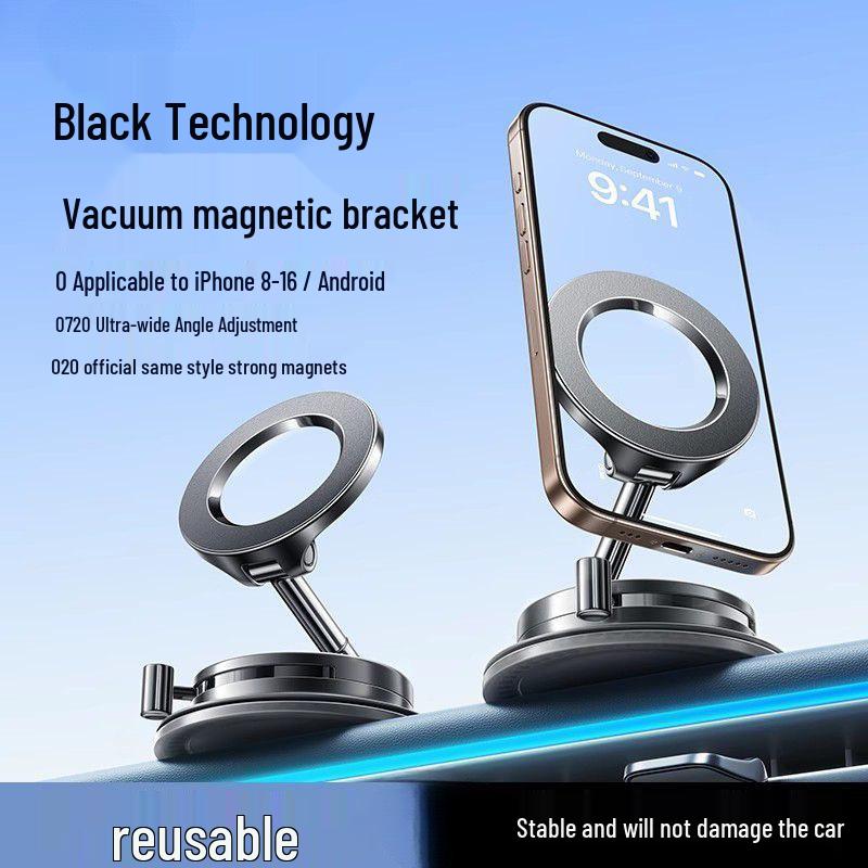 Rotating Magnetic Wireless Charging Car Phone Holder & Foldable Vacuum Suction Stand
