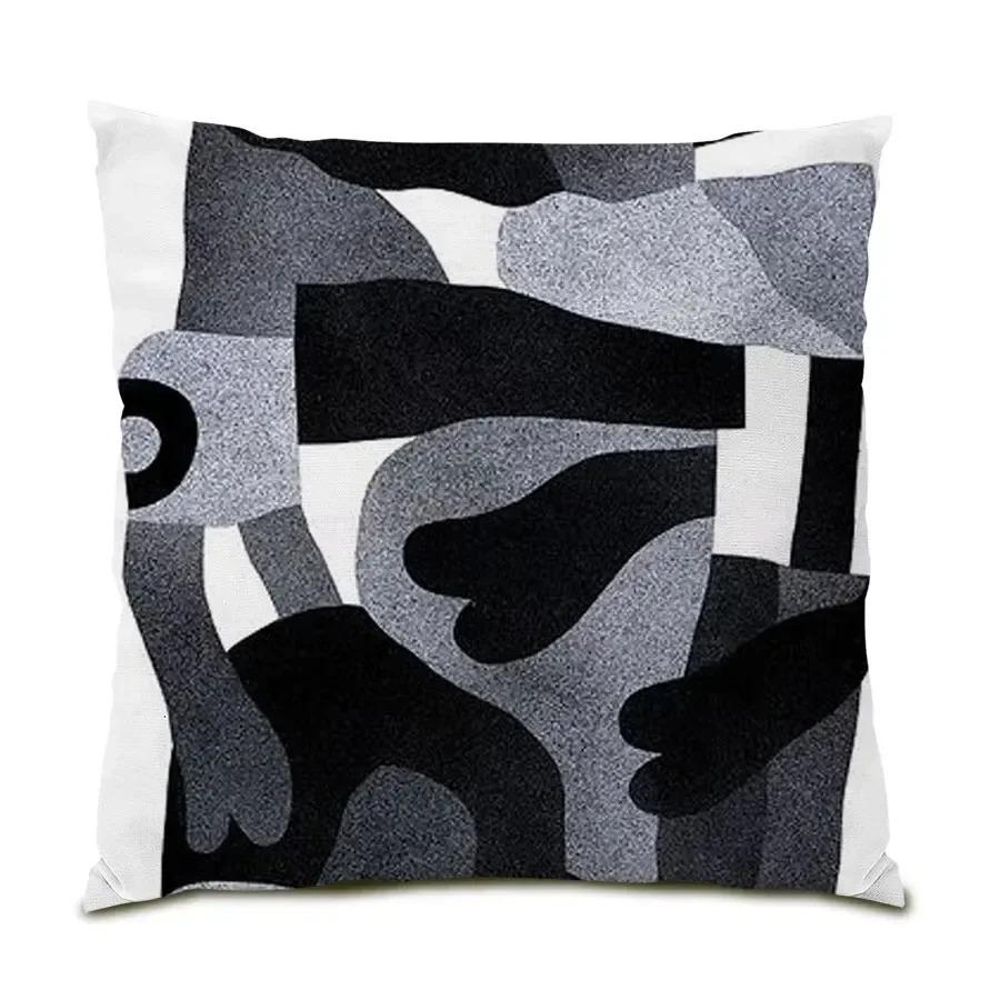 Black And White Simple Abstract Art Cushion Cover Home Decoration Sofa Living Room Pillowcase