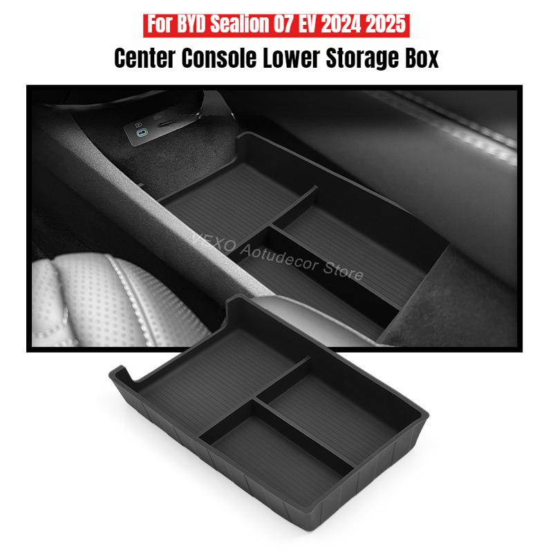 For BYD Sealion 07 EV 2024 2025 Car Center Console Lower Storage Box Organizer Case Interior Compartment Tray Auto Accessories