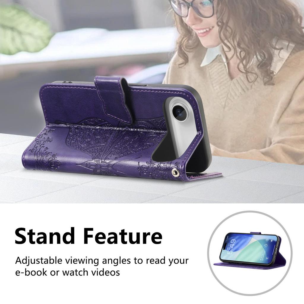 For iPhone Air Case with Strap Butterfly Pattern PU Leather Wallet Phone Cover