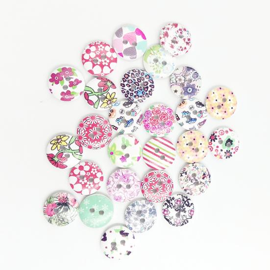 100 Stück Kleine Blumen Design Holzknöpfe Nähen Handarbeit Kunst DIY Dekoration