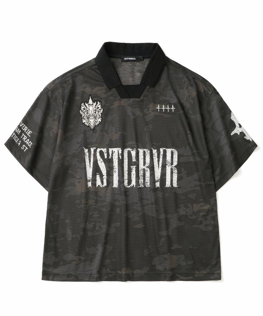 NOT4NERD Symbol Crest Mesh Collar T-Shirts - Black